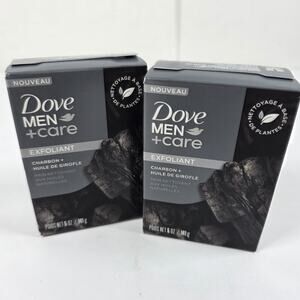 2 Dove Men Care Exfoliate Cleansing Bars - 5 oz (141 g) - Charcoal and Clove Oil